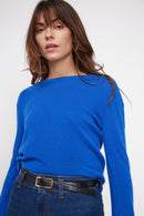 Pull Col Rond Zara - Bleu Flashy - 100% Cachemire Oeko-Tex - Femme