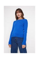 Pull Col Rond Zara - Bleu Flashy - 100% Cachemire Oeko-Tex - Femme