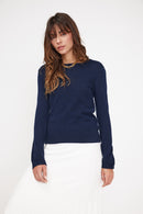 Pull Col Rond Zara - Bleu Marine - 100% Cachemire Oeko-Tex - Femme