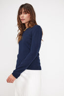 Pull Col Rond Zara - Bleu Marine - 100% Cachemire Oeko-Tex - Femme