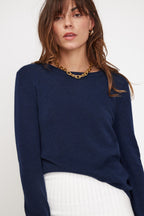 Zara Crew-Neck Jumper - Navy Blue
