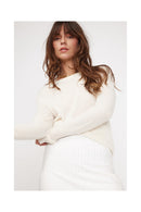 Zara Round Neck Sweater - Ecru - 100% Cashmere Oeko-Tex - Woman