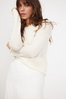 Zara Round Neck Sweater - Ecru - 100% Cashmere Oeko-Tex - Woman