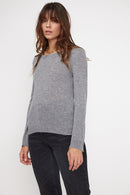 Zara Jersey Cuello Redondo - Gris Oscuro - 100% Cachemira Oeko-Tex - Mujer