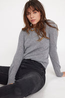 Zara Jersey Cuello Redondo - Gris Oscuro - 100% Cachemira Oeko-Tex - Mujer