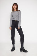 Zara Round Neck Sweater - Dark Grey - 100% Cashmere Oeko-Tex - Woman