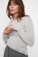 Pull Col Rond Zara - Gris Perle - 100% Cachemire Oeko-Tex - Femme