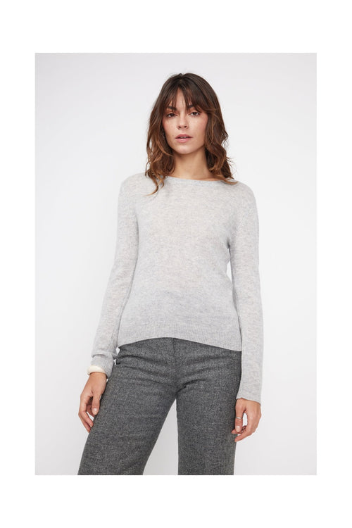 Pull Col Rond Zara - Gris Perle - 100% Cachemire Oeko-Tex - Femme