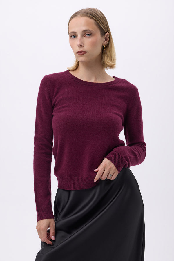 Pull Col Rond Femme Zara - Lie De Vin - Femme
