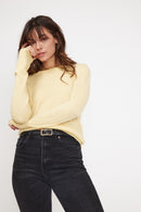 Zara Round Neck Sweater - Yellow - 100% Cashmere Oeko-Tex - Woman