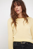 Zara Jersey Cuello Redondo - Amarillo - 100% Cachemira Oeko-Tex - Mujer