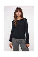 Zara Jersey Cuello Redondo - Negro - 100% Cachemira Oeko-Tex - Mujer