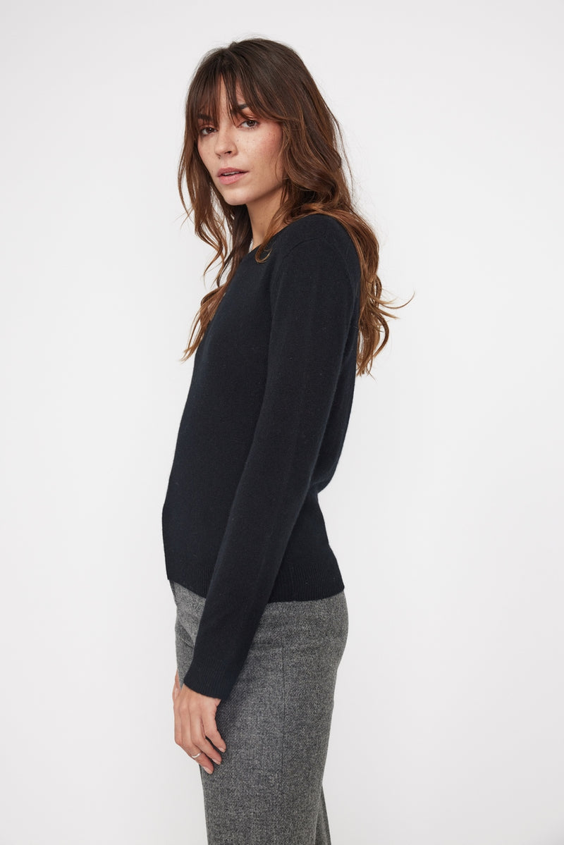 Pull Col Rond Zara - Noir - 100% Cachemire Oeko-Tex - Femme