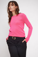 Pull Col Rond Zara - Rose Fluo - 100% Cachemire Oeko-Tex - Femme