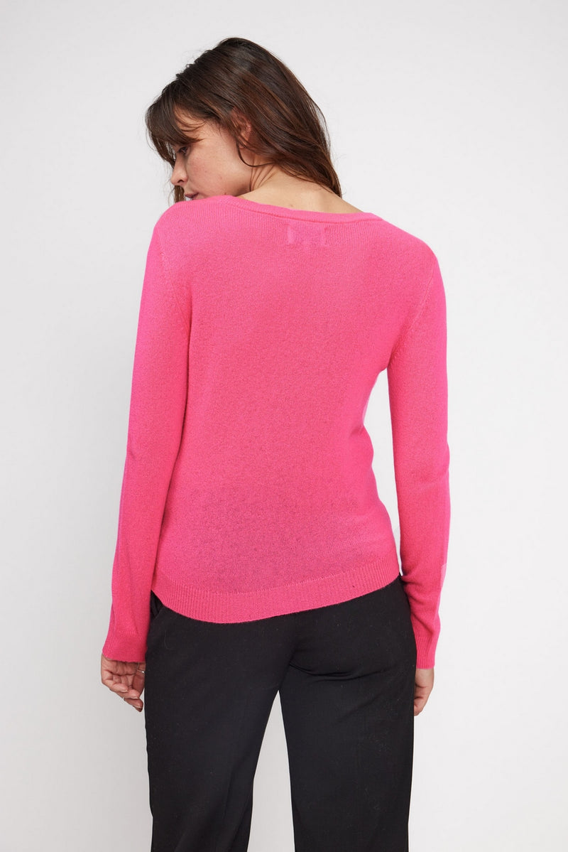 Pull Col Rond Zara - Rose Fluo - 100% Cachemire Oeko-Tex - Femme