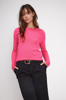 Pull Col Rond Zara - Rose Fluo - 100% Cachemire Oeko-Tex - Femme