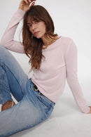 Zara Jersey Cuello Redondo - Rosa Perla - 100% Cachemira Oeko-Tex - Mujer