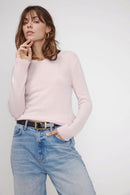 Zara Round Neck Sweater - Pearl Pink - 100% Cashmere Oeko-Tex - Woman