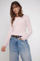 Zara Jersey Cuello Redondo - Rosa Perla - 100% Cachemira Oeko-Tex - Mujer