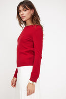 Pull Col Rond Zara - Rouge - 100% Cachemire Oeko-Tex - Femme