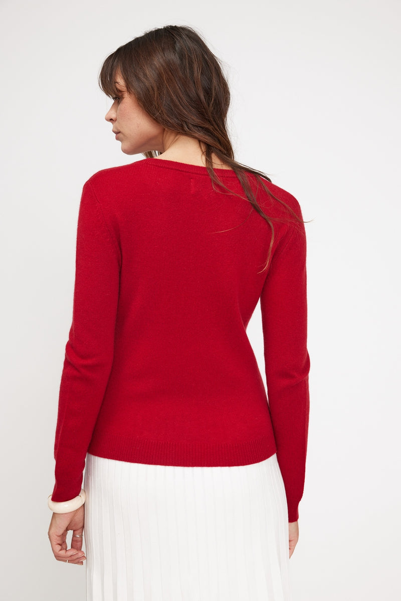 Pull Col Rond Zara - Rouge - 100% Cachemire Oeko-Tex - Femme