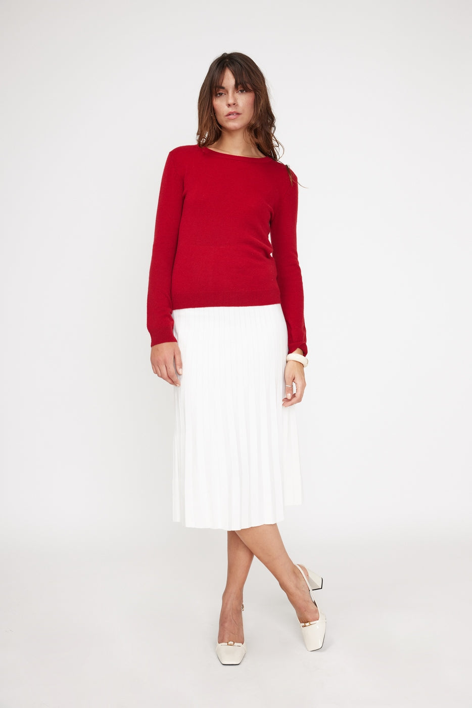 Jersey de Cuello Redondo Zara - Rojo Burdeos
