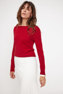 Pull Col Rond Zara - Rouge Bordeau