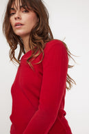 Pull Col Rond Zara - Rouge Bordeau