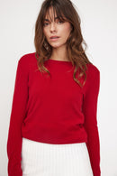 Pull Col Rond Zara - Rouge Bordeau
