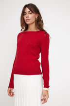 Jersey de Cuello Redondo Zara - Rojo Burdeos