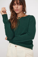 Pull Col Rond Zara - Vert Sapin - 100% Cachemire Oeko-Tex - Femme