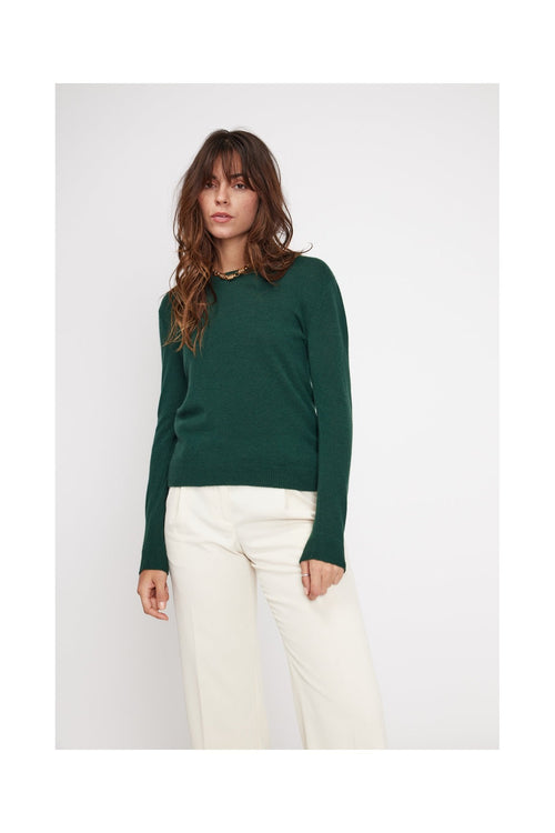 Pull Col Rond Zara - Vert Sapin - 100% Cachemire Oeko-Tex - Femme