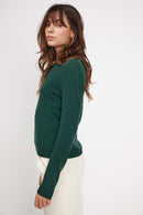 Pull Col Rond Zara - Vert Sapin - 100% Cachemire Oeko-Tex - Femme