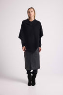 Poncho Cape Zarina - Black - 100% Cashmere Oeko-Tex - Woman