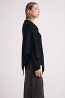 Poncho Cape Zarina - Black - 100% Cashmere Oeko-Tex - Woman