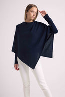 Zarina Poncho Capa - Azul Marino - 100% Cachemira Oeko-Tex - Mujer