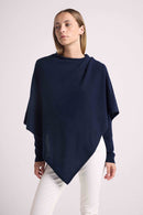 Poncho Cape Zarina - Navy Blue - 100% Cashmere Oeko-Tex - Woman