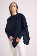 Poncho Cape Zarina - Navy Blue - 100% Cashmere Oeko-Tex - Woman