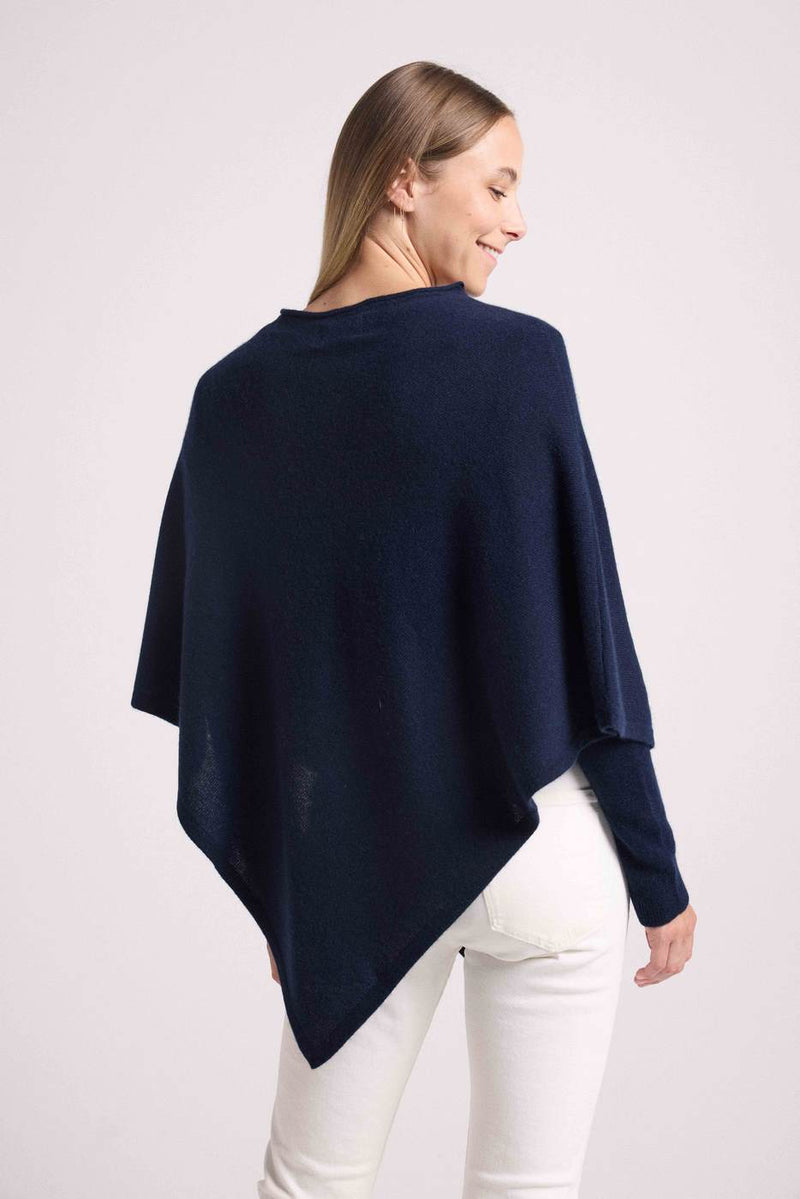 Poncho Cape Zarina - Navy Blue - 100% Cashmere Oeko-Tex - Woman