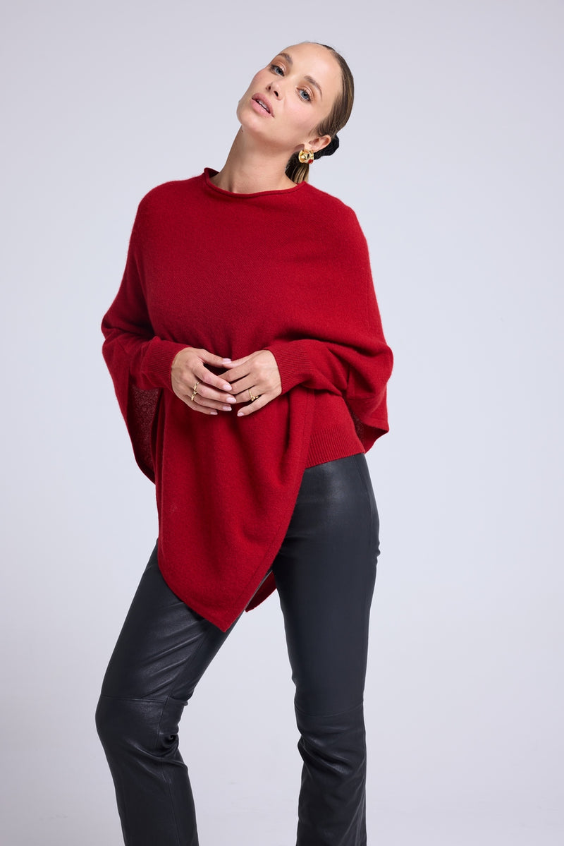 Cape Poncho Zarina - Rouge Bordeau