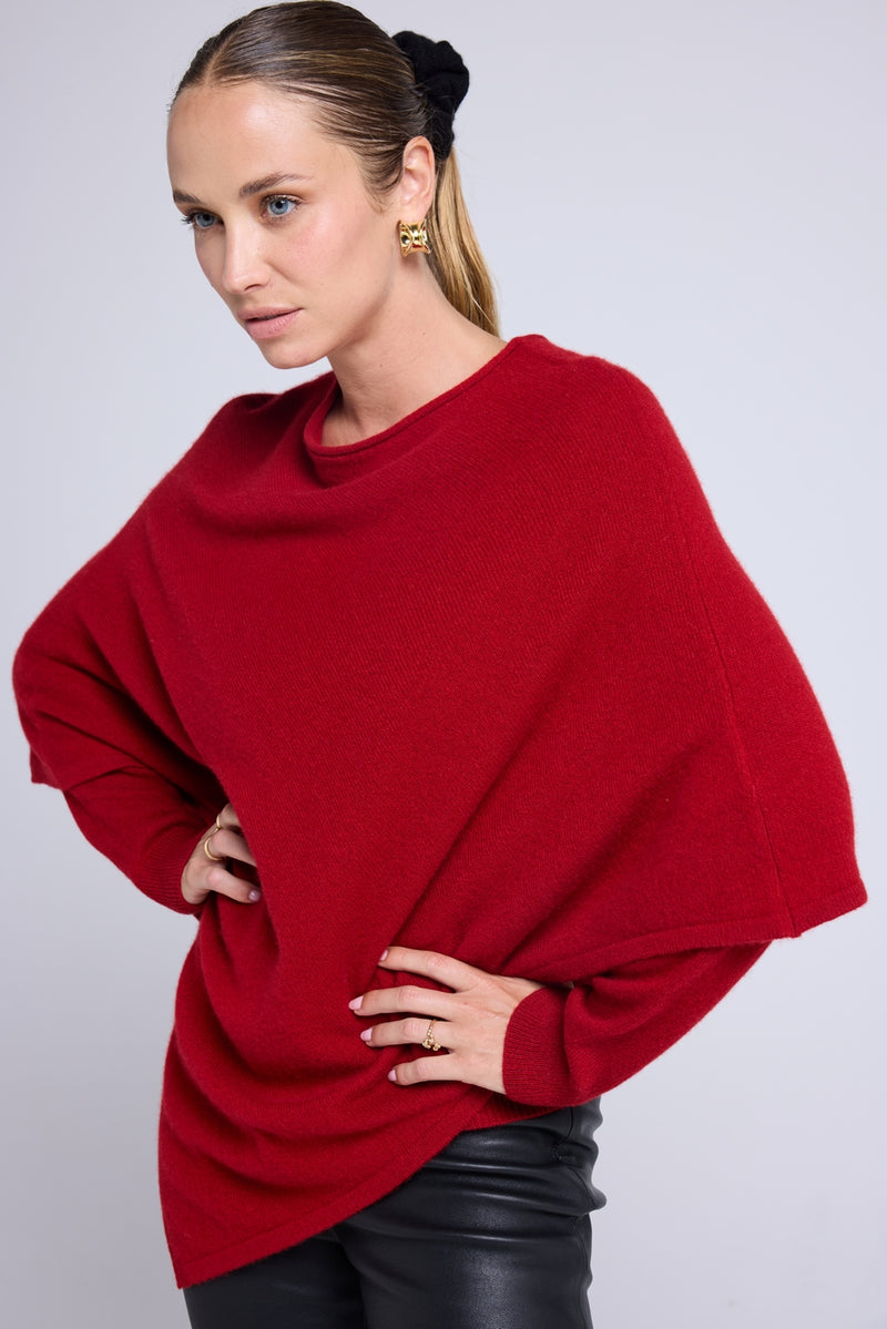 Cape Poncho Zarina - Rouge Bordeau