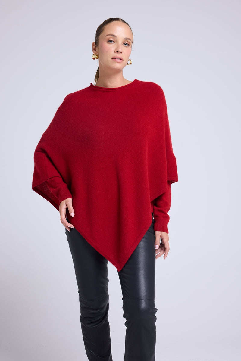 Cape Poncho Zarina - Rouge Bordeau