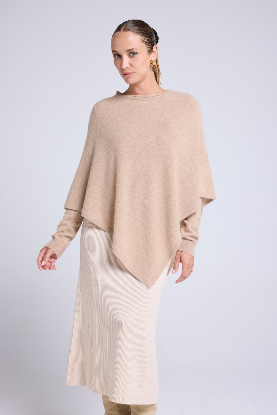 Zarina Poncho Cape - Cream Beige