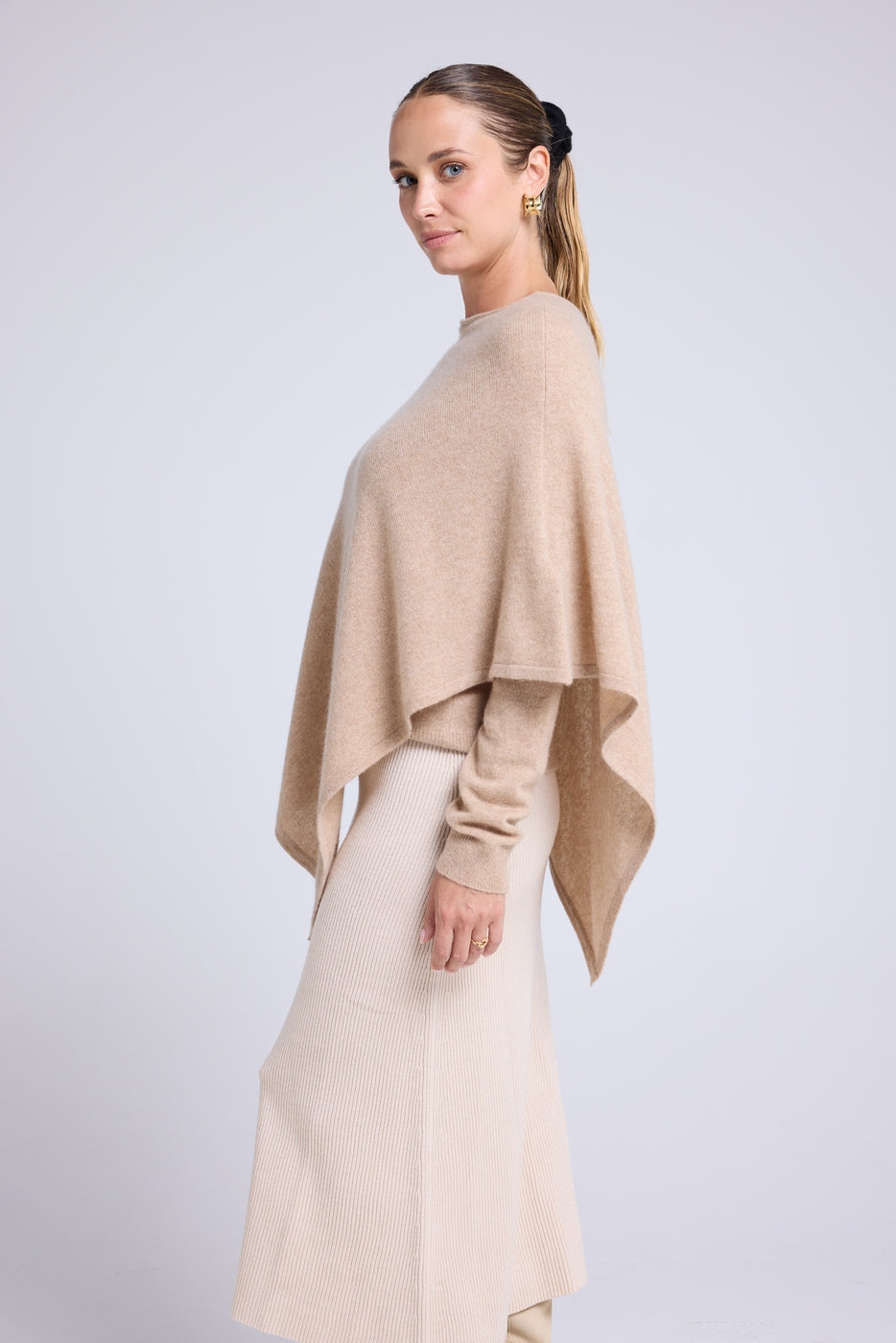 Zarina Poncho Cape - Cream Beige