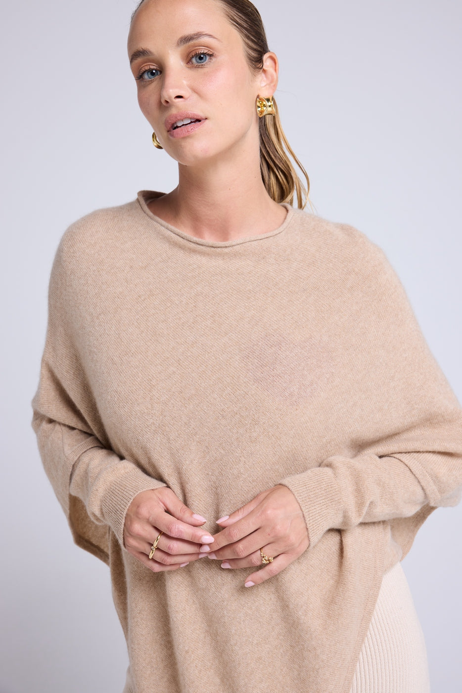 Zarina Poncho Cape - Cream Beige