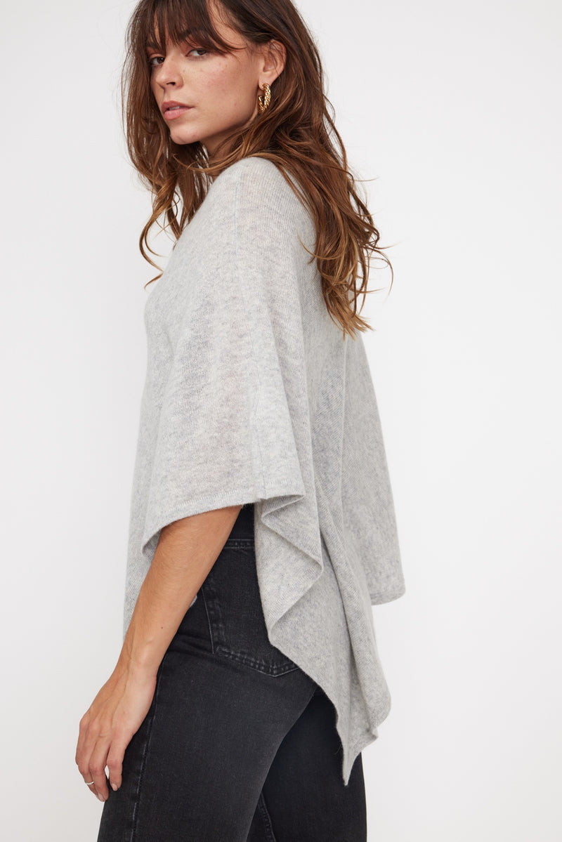 Cape Poncho Zarina - Gris Perle - 100% Cachemire Oeko-Tex - Femme