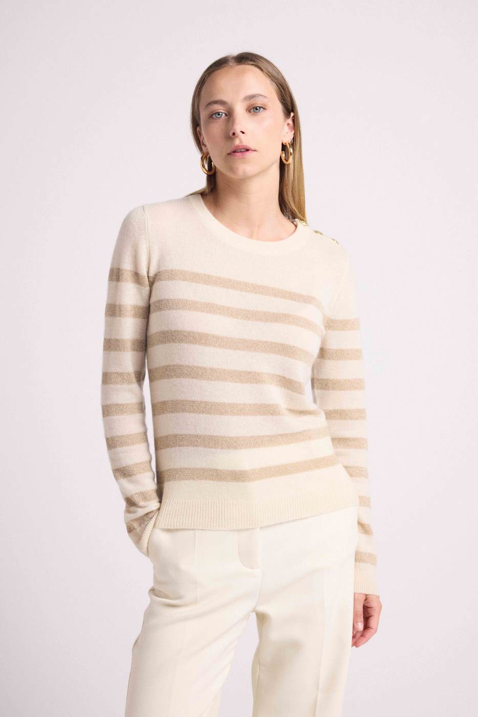 Pull Mariniere Zarol - Blanc Doré - Femme