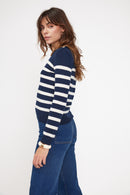 Pull Mariniere Zarol - Bleu Marine Ecru - 100% Cachemire Oeko-Tex - Femme