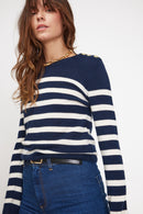 Pull Mariniere Zarol - Bleu Marine Blanc