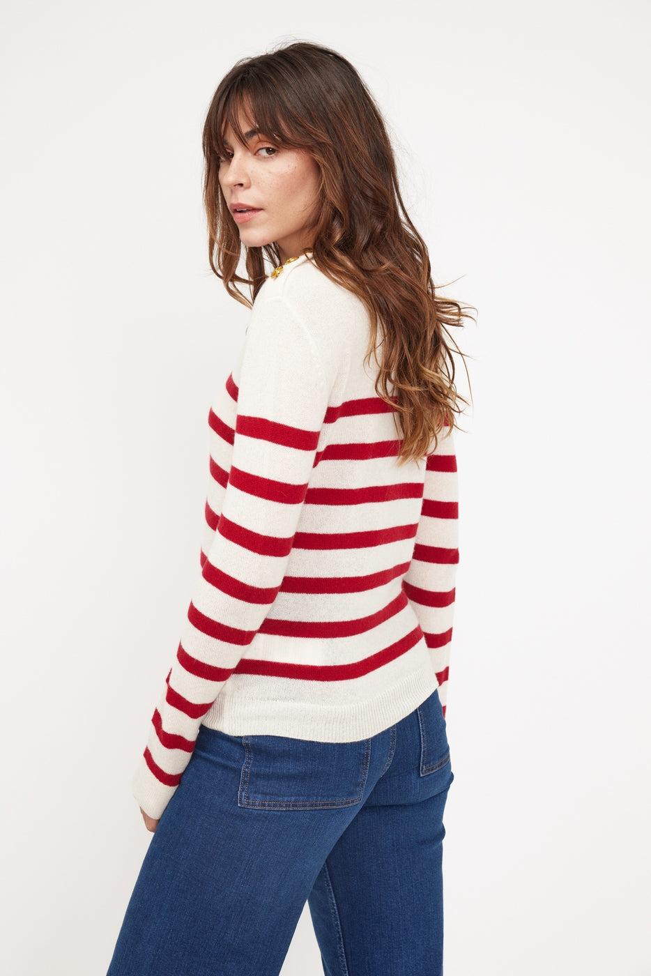 Zarol Marinière Jumper - White Red